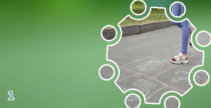 Child playing hopscotch